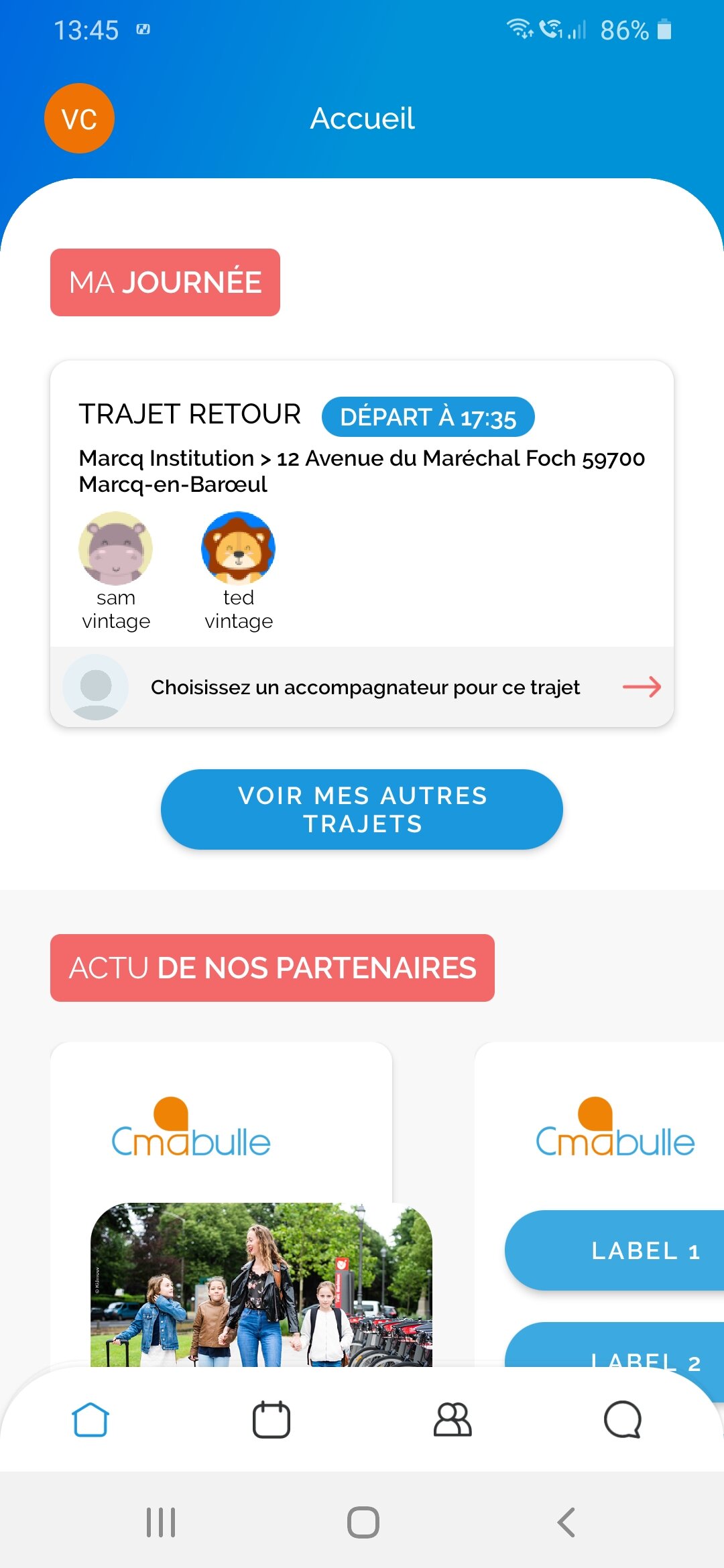 mise en relation des parents sur l application cmabulle