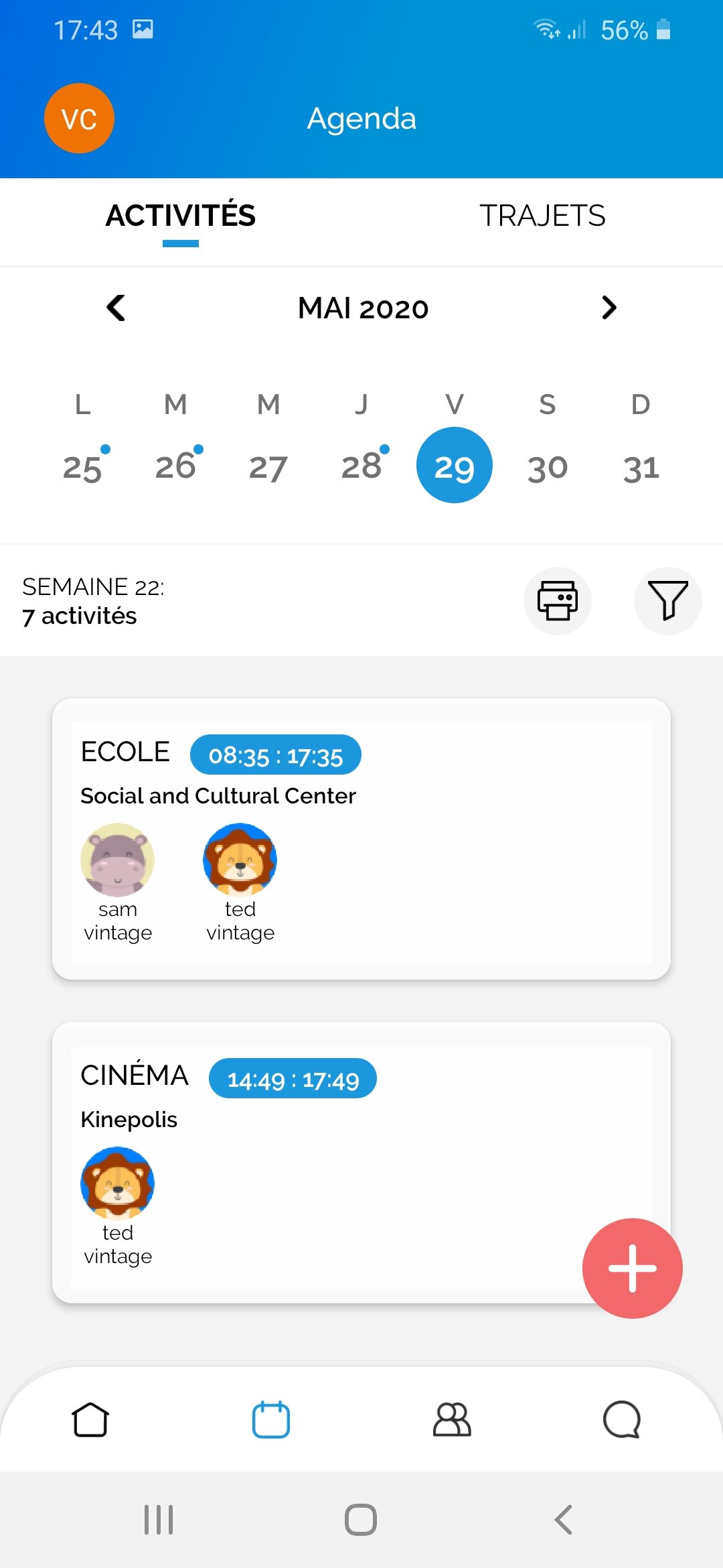 carnet d adresses des parents pour organiser les trajets